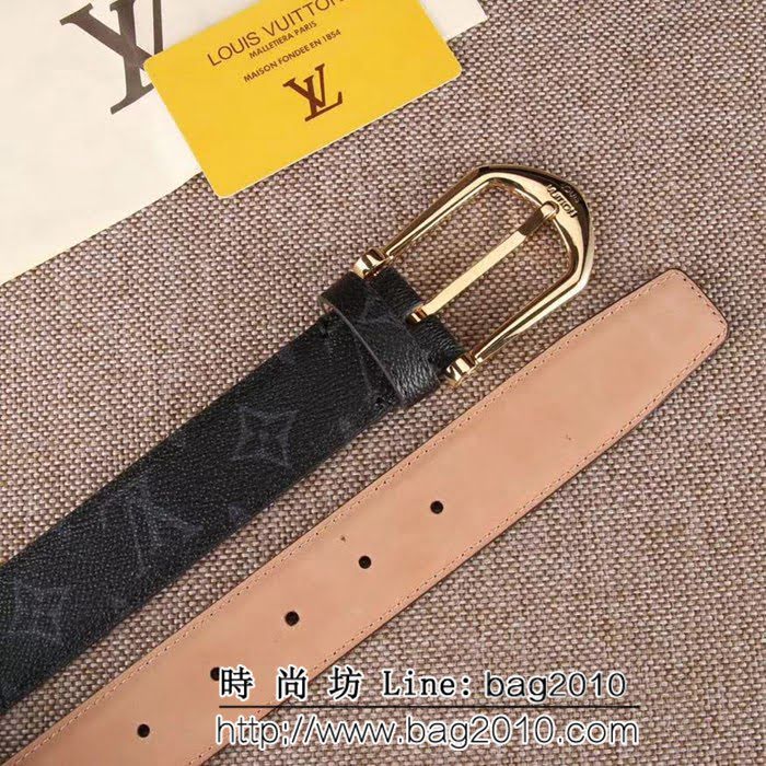 路易威登LV 全新Monogram Ecli se帆布 LV Initiales搭扣 男士皮帶 LHG1239